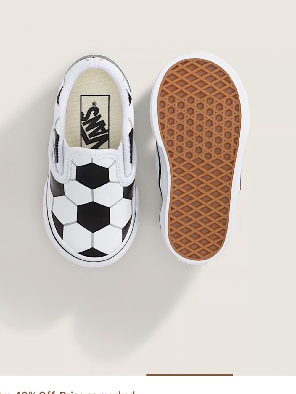 Vans Kids Slip-On Sneakers - Black & White Soccer Pattern